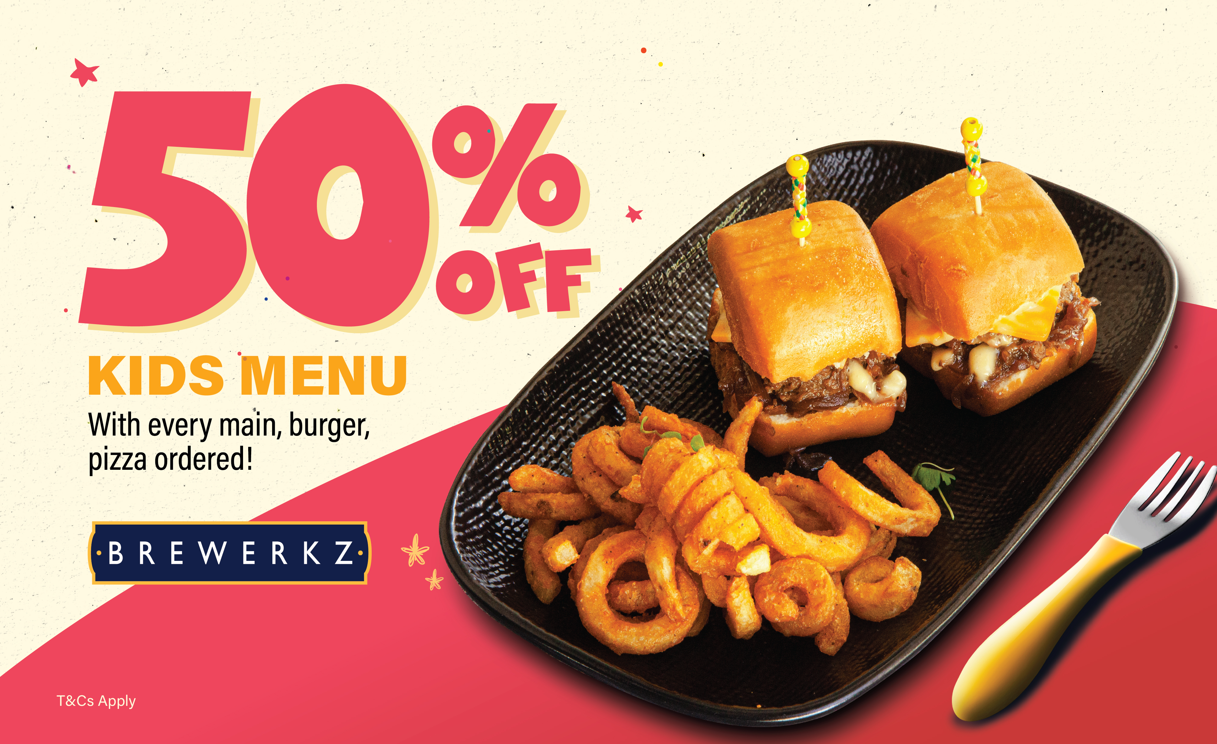 [Brewerkz] 50% OFF Kids Menu with every purchase of mains